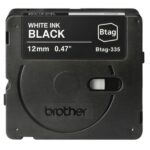 CINTA DE ETIQUETADO BROTHER BTAG335 12MM X 4M COMPATIBLE CON P-TOUCH BLANCO SOBRE FONDO NEGRO