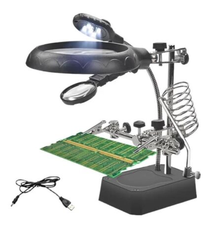 TERCERA MANO CON LUPA Y LUZ AC/DC TE-805