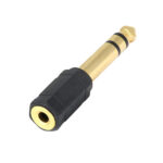 ADAPTADOR DORADO HEMBRA 3.5MM ESTEREO A MACHO 1/4 6.3MM ESTEREO PLASTICO
