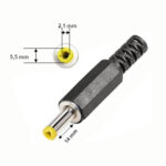 CONECTOR MACHO PLUG DC 2.1X5.5X14 MM PLASTICO AMARILLO