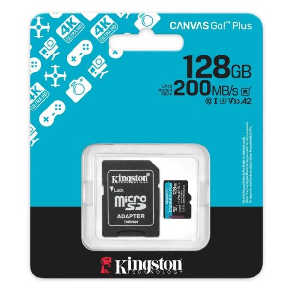enlazanexo-626ec5d007c78e05 MEMORIA MICRO SDXC 128GB KINGSTON SDCG4/128GB CLASE 10 UHS-I V30 200 MB/S / 100 MB/S IDEAL PARA DRONES Y CÁMARAS DEPORTIVAS - Imagen 1