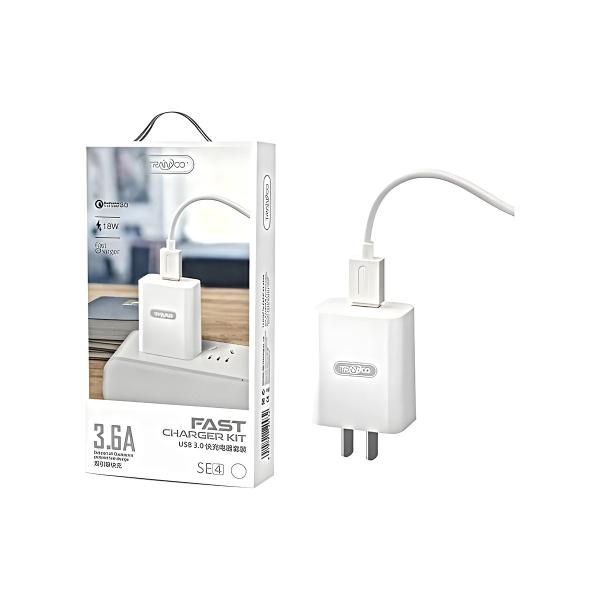 enlazanexo-d0946e34f8ab538a-1 CARGADOR USB 3.6A CON CABLE USB A MICRO USB / TRANYOO SE4-V8 - Imagen 1