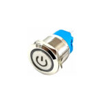 SWITCH PULSADOR METALICO 19MM CON LUZ LED 12-24V