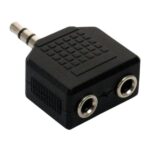 Adaptador splitter 3.5 mm estéreo a 2 jacks 3.5 mm estéreo dorado ADA-10105G